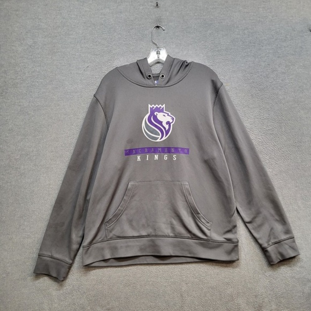 Sacramento Kings Men Hoodie Large Gray Logo TX3 Warm Fleece Pullover